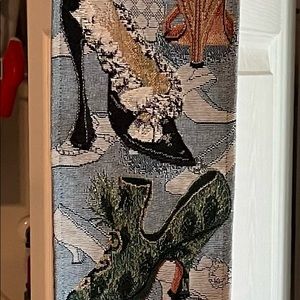 Just the right shoe and hanging shoe tapastry